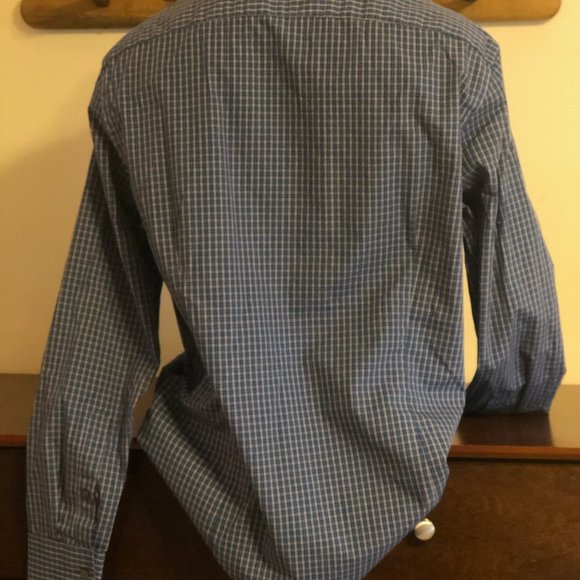 Blue with White & Green Pattern Non-Iron Tailored - Picture 2 of 3